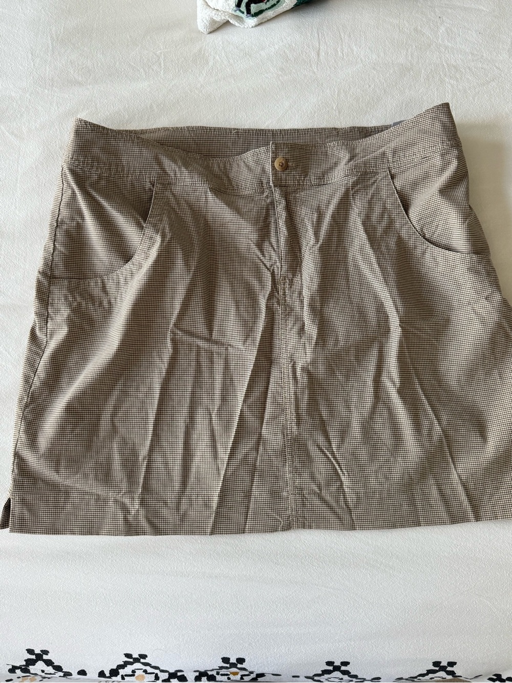 Classic Brown Mini Skort with Subtle Check - Women